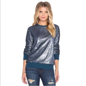 New Equipment Shane Blue Sequin Pullover Sweater